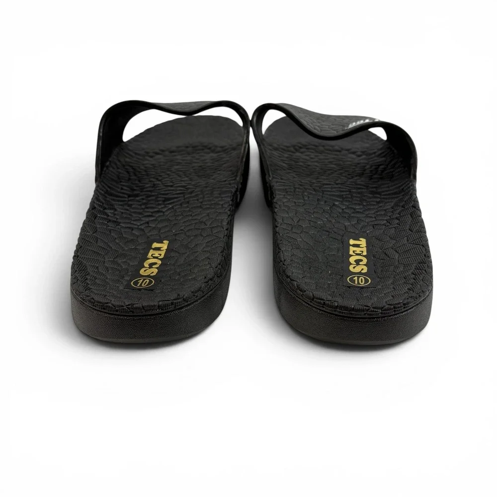 Ad Tec TECS Mens Black Textured Slide Sandals‎ Size 10 HM-065 Pool Beach Casual